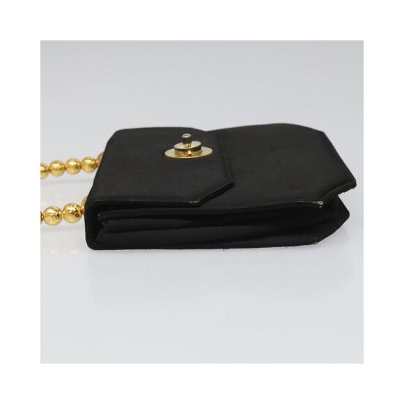 Pre Loved Celine Satin Handbag Beaded Top Handle Women Black - Picture 5 of 8